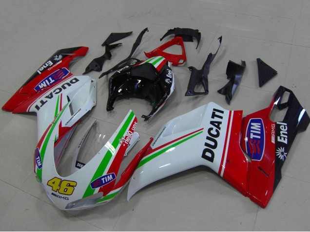 2007-2014 Ducati 848 1098 1198 Motorcycle Fairings - White Red Green Glossy Black Yellow 46 UK