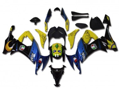 Custom 2008-2010 Kawasaki ZX10R Motorcycle Fairings - Yellow Black Blue Shark UK