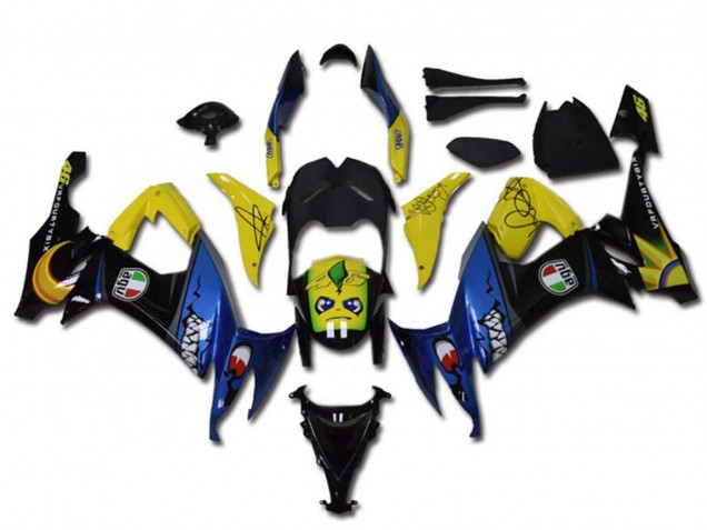 2008-2010 Kawasaki ZX10R Motorcycle Fairings - Yellow Black Blue Shark UK