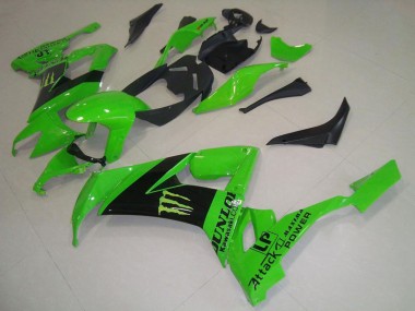 Custom 2008-2010 Kawasaki ZX10R Motorcycle Fairings - Green Black Monster Dunlop UK