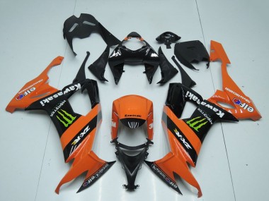 Custom 2008-2010 Kawasaki ZX10R Motorcycle Fairings - Orange Black Green Monster UK