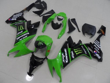 Custom 2008-2010 Kawasaki ZX10R Motorcycle Fairings - Green Glossy Black Monster UK