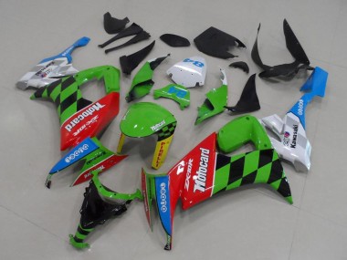 Custom 2008-2010 Kawasaki ZX10R Motorcycle Fairings - Green Red Blue Black Motocard UK