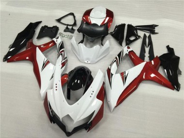 Custom 2008-2010 Suzuki GSXR 600/750 Motorcycle Fairings - White Red Glossy Black UK