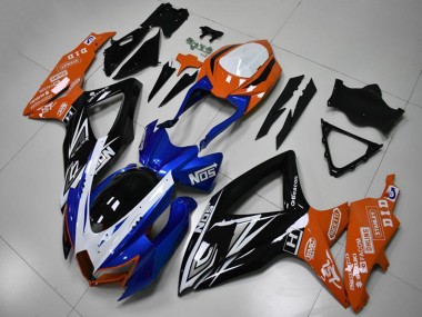 Custom 2008-2010 Suzuki GSXR 600/750 Motorcycle Fairings - Orange Blue White Glossy Black UK