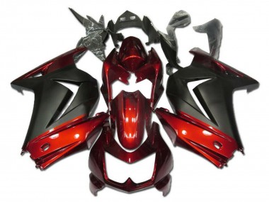Custom 2008-2012 Kawasaki EX250 Motorcycle Fairings - Red Matte Black UK