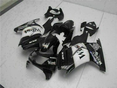 Custom 2008-2012 Kawasaki EX250 Motorcycle Fairings - Glossy Black White West UK