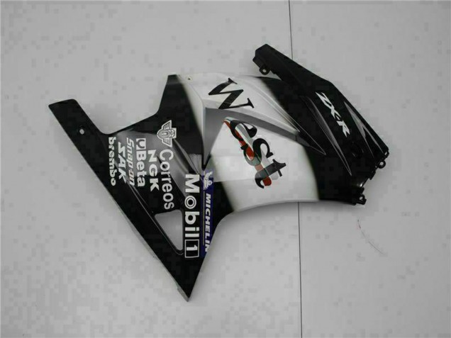 2008-2012 Kawasaki EX250 Motorcycle Fairings - Glossy Black White West UK