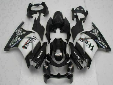 Custom 2008-2012 Kawasaki EX250 Motorcycle Fairings - Glossy Black White West UK