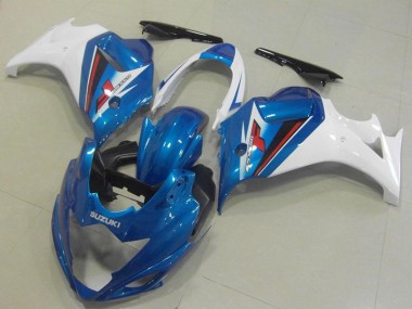 Custom 2008-2013 Suzuki GSX650F Motorcycle Fairings - White Blue UK