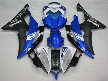 Custom 2008-2016 Yamaha YZF R6 Motorcycle Fairings - White Blue Matte Black Yamalube UK