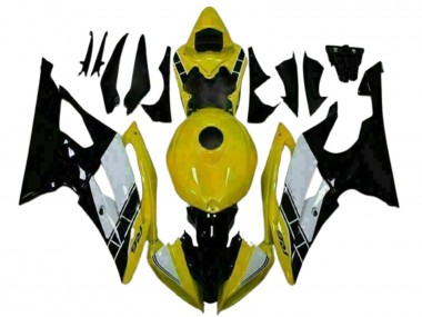 Custom 2008-2016 Yamaha YZF R6 Motorcycle Fairings - Yellow White Glossy Black UK