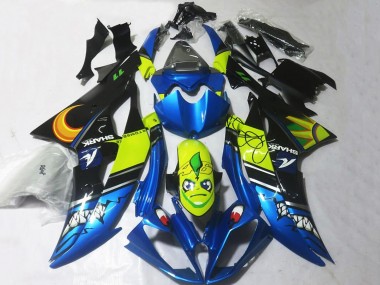 Custom 2008-2016 Yamaha YZF R6 Motorcycle Fairings - Blue Yellow Black Shark UK
