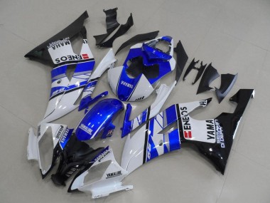 Custom 2008-2016 Yamaha YZF R6 Motorcycle Fairings - White Blue Glossy Black ENEOS Yamalube UK