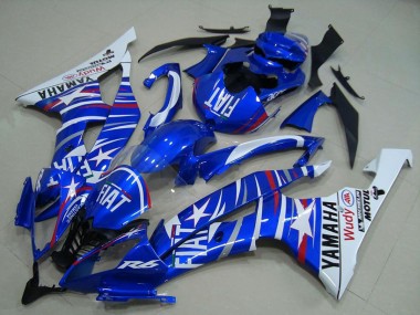 Custom 2008-2016 Yamaha YZF R6 Motorcycle Fairings - White Blue Fiat Motul Michelin UK