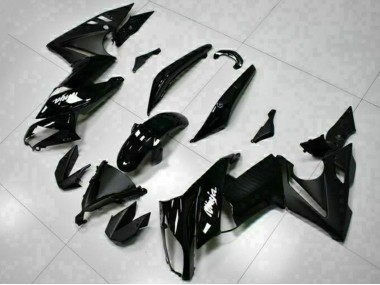 Custom 2009-2011 Kawasaki EX650 Motorcycle Fairings - Glossy Black White Decal UK