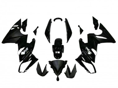 Custom 2009-2011 Kawasaki EX650 Motorcycle Fairings - Glossy Black White Decal UK