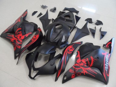 Custom 2009-2012 Honda CBR600RR Motorcycle Fairings - Matte Black Red Skull UK