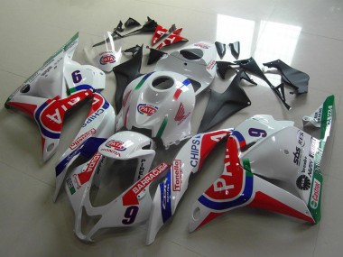 Custom 2009-2012 Honda CBR600RR Motorcycle Fairings - White Blue Red Pata UK