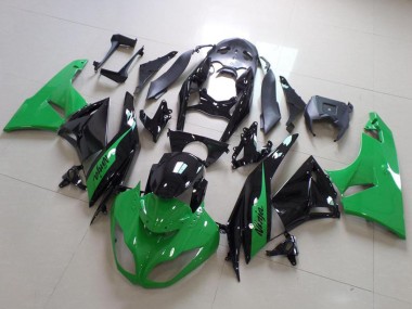 Custom 2009-2012 Kawasaki ZX6R Motorcycle Fairing - Green Glossy Black UK