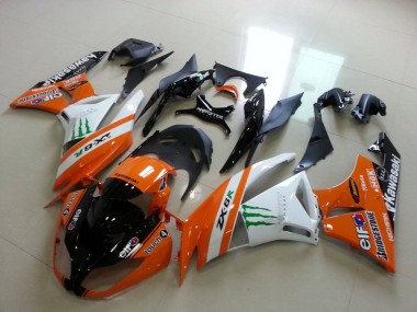 Custom 2009-2012 Kawasaki ZX6R Motorcycle Fairings - Orange White Glossy Black Green Elf Bridgestone Monster UK