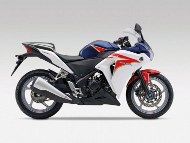 Custom 2011-2015 Honda CBR250RR Motorcycle Fairings - White Red Dark Blue Stripe UK