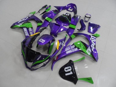 Custom 2011-2015 Kawasaki ZX10R Motorcycle Fairings - Purple Green Black White Trick Star Gangstar Eva Racing 01 UK