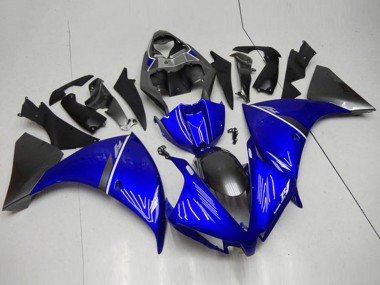 Custom 2012-2014 Yamaha YZF R1 Motorcycle Fairings - Blue White Glossy Black UK