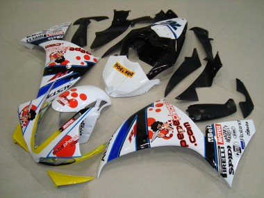 Custom 2012-2014 Yamaha YZF R1 Motorcycle Fairings - White Orange Yellow Blue Black Pepe Phone UK