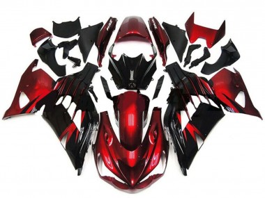 Custom 2012-2024 Kawasaki ZX14R ZZR1400 Motorcycle Fairings - Red Glossy Black UK