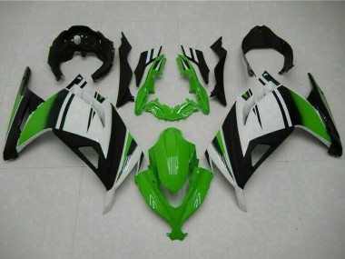 Custom 2013-2024 Kawasaki Ninja 300 EX300R Motorcycle Fairings - White Green Black UK