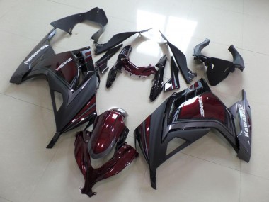 Custom 2013-2018 Kawasaki ZX300R Motorcycle Fairings - Maroon Red Matte Grey UK