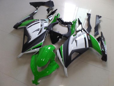 Custom 2013-2018 Kawasaki ZX300R Motorcycle Fairings - White Green Matte Black UK