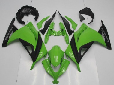 Custom 2013-2018 Kawasaki ZX300R Motorcycle Fairings - Green Matte Black OEM Style UK