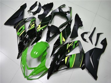 Custom 2013-2018 Kawasaki ZX6R Motorcycle Fairings - Green Yellow Glossy Black Matte Black UK