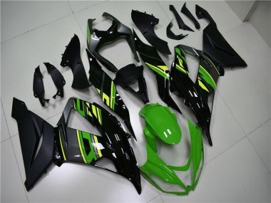 Custom 2013-2018 Kawasaki ZX6R Motorcycle Fairings - Green Yellow Glossy Black Matte Black UK