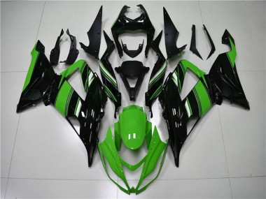 Custom 2013-2018 Kawasaki ZX6R Bike Fairings - Green Glossy Black UK