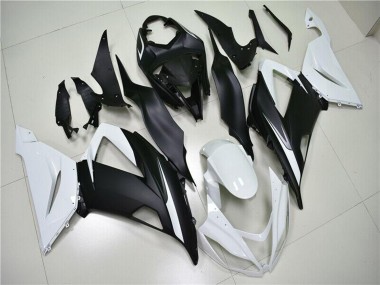 Custom 2013-2018 Kawasaki ZX6R Abs Fairings - White Matte Black UK