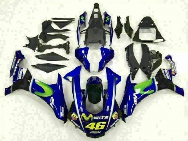 Custom 2015-2019 Yamaha YZF R1 Motorcycle Fairings - Blue Silver Black Green MoviStar UK