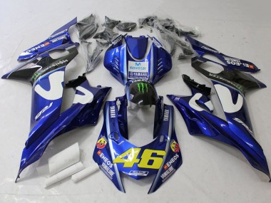 Custom 2017-2023 Yamaha YZF R6 Motorcycle Fairings - White Blue Green Monster MoviStar UK
