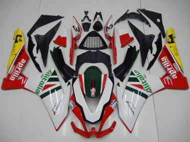 Custom 2009-2015 Aprilia RSV4 1000 Motorcycle Fairings - White Red Green Yellow Black Alitalia UK