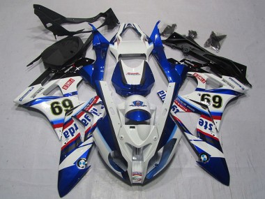 Custom 2009-2014 BMW S1000RR Motorcycle Fairings - White Red Blue Black Sterilgarda 69 UK