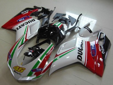 Custom 2007-2014 Ducati 1098 Motorcycle Fairings - Red White Black Green Tim 46 UK