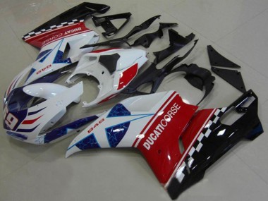 Custom 2007-2014 Ducati 1098 Motorcycle Fairings - White Red Black Blue Corse 69 UK