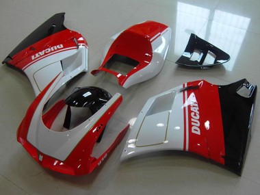 Custom 1993-2005 Ducati 916 Motorcycle Fairings - White Red Glossy Black UK