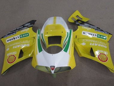 Custom 1993-2005 Ducati 748 Motorcycle Fairings - Yellow White Green Shell Info Strrda UK