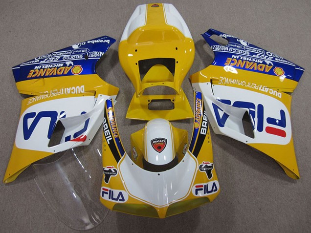 1993-2005 Ducati 748 Motorcycle Fairings - Yellow White Blue Fila UK
