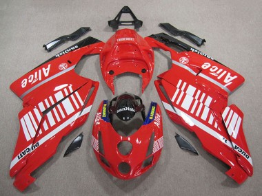 Custom 2005-2006 Ducati 749 999 Motorcycle Fairings - Red White Glossy Black Alice Sandisk UK
