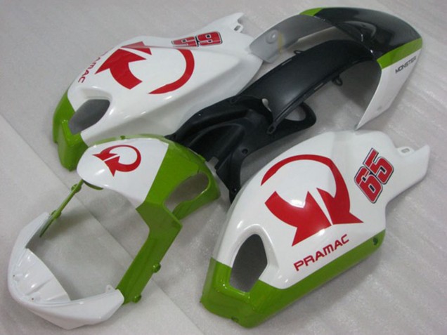2008-2012 Ducati Monster 696 Motorcycle Fairings - White Green Red Pramac 65 UK
