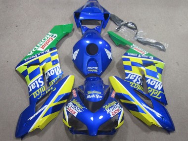 Custom 2004-2005 Honda CBR1000RR Motorcycle Fairings - Blue Yellow Green Telefonica MoviStar Castrol UK